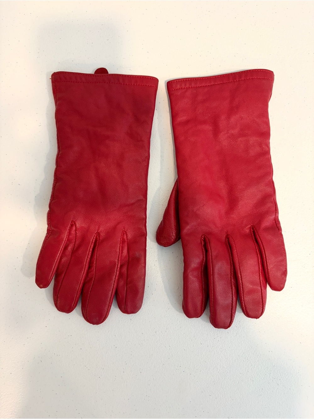 Women’s Red Leather Thermal Insulated Gloves - Large